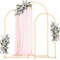Gold Metal Semi-Circle Arch Backdrop Stand Set, 3-Piece Event Decor